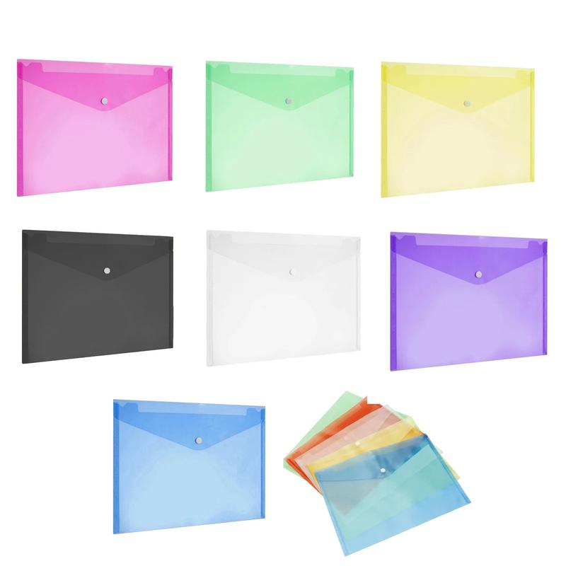 Pack Of 5 -  A4 Plastic wallets Stud Document Wallet Files Folders Filing School Office 2