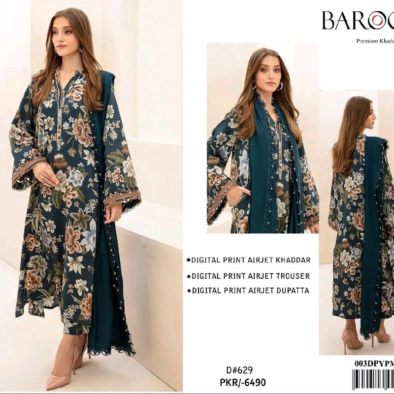 Casual Printed Khaddar Unstitched Suits for Women - Womenswear 8
