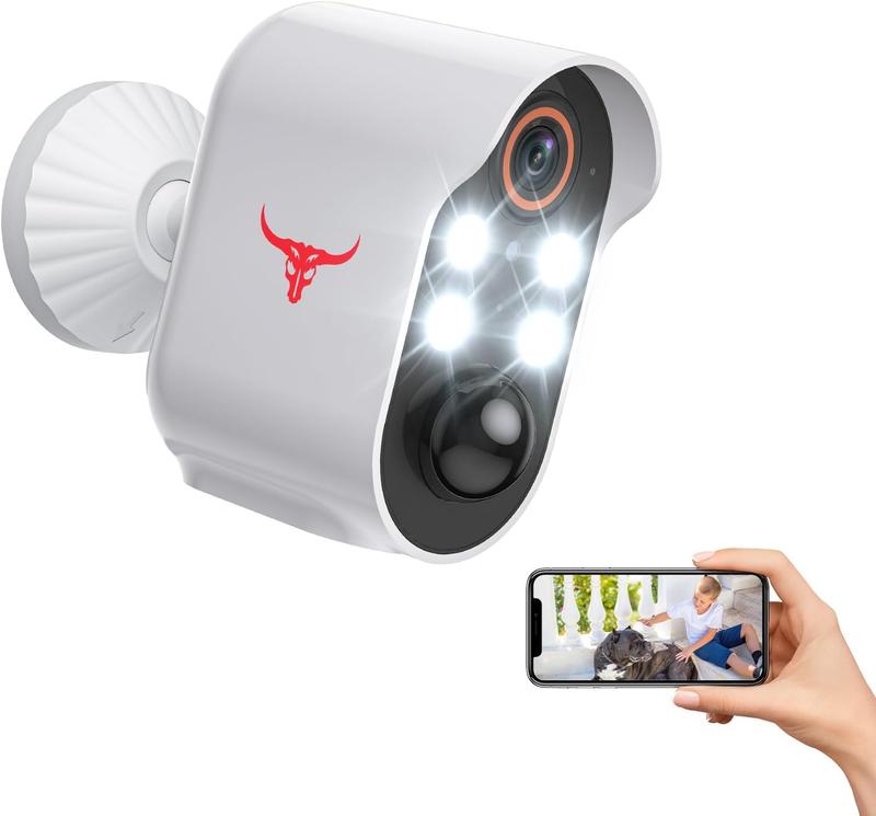 1080p Wireless Solar Security Camera with 4 Spotlights for Indoor Outdoor Use, AI Human Detection, Live View, 2-Way Talk, Color Night Vision, 2.4G WiFi Only, Cloud Storage 2