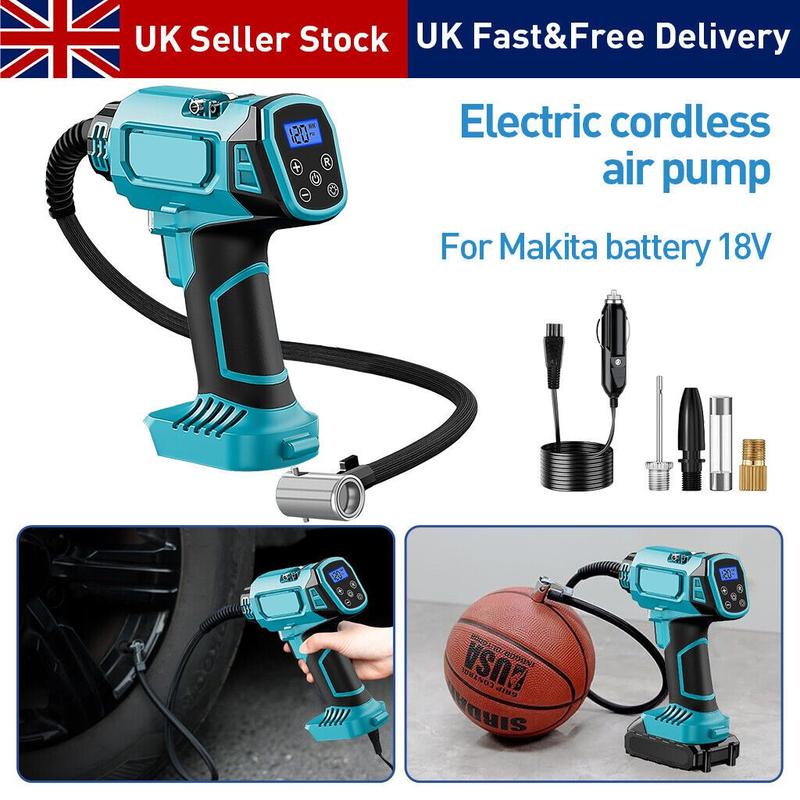 Product Introduction of 1pc Makita Cordless Air Pump for Car Tires, 18V 160PSI with 3m Power Cord & 4 Accessories, Multi-Function Wireless Electric Tire Inflator with LED Light, PVC Material 6