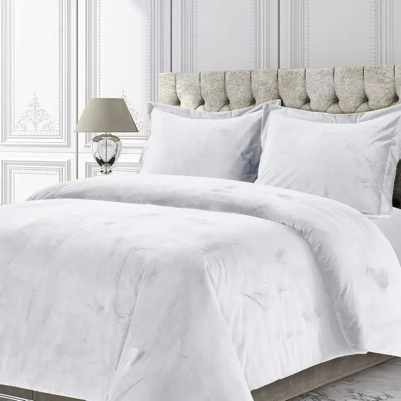 Velvet Quilted Bedspread Bed Throw & Pillow Shams Double King Size Bedding Set 2
