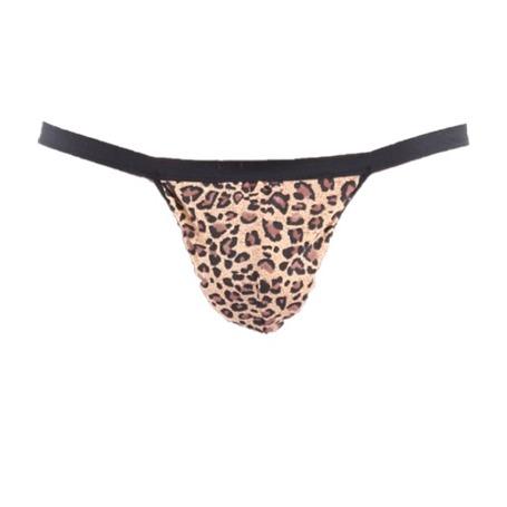 Mens Novelty Thong Leopard G String Thongs Jock Strap Anniversary Birthday Xmas Christmas Secret Santa Gift Waist Size 28-40 Elasticated Fit Elephant Kiss Me Crocodile 1