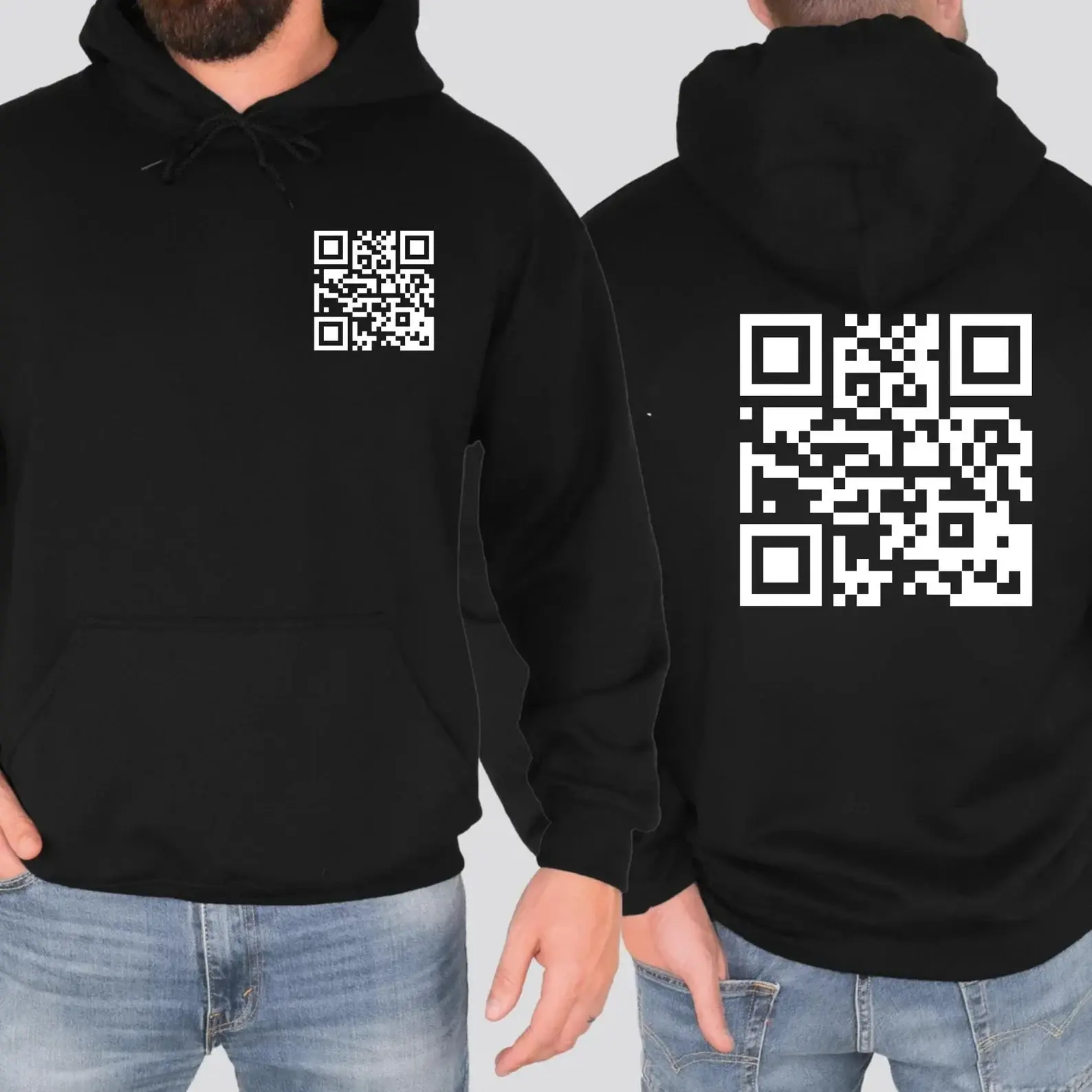 Funny "FU" QR Code Hoodie/Sweatshirt/Tshirt 2 Sided Unisex, Gift for Men and Women