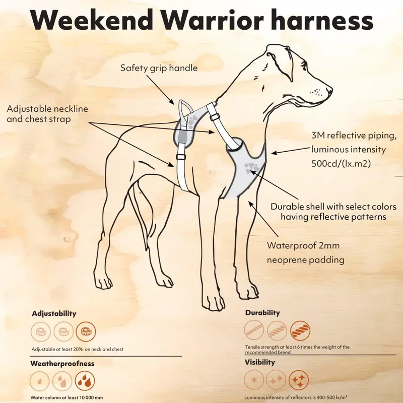 Hurtta - Weekend Warrior Harness - 100-120 cm - black - 1 piece Multi 4