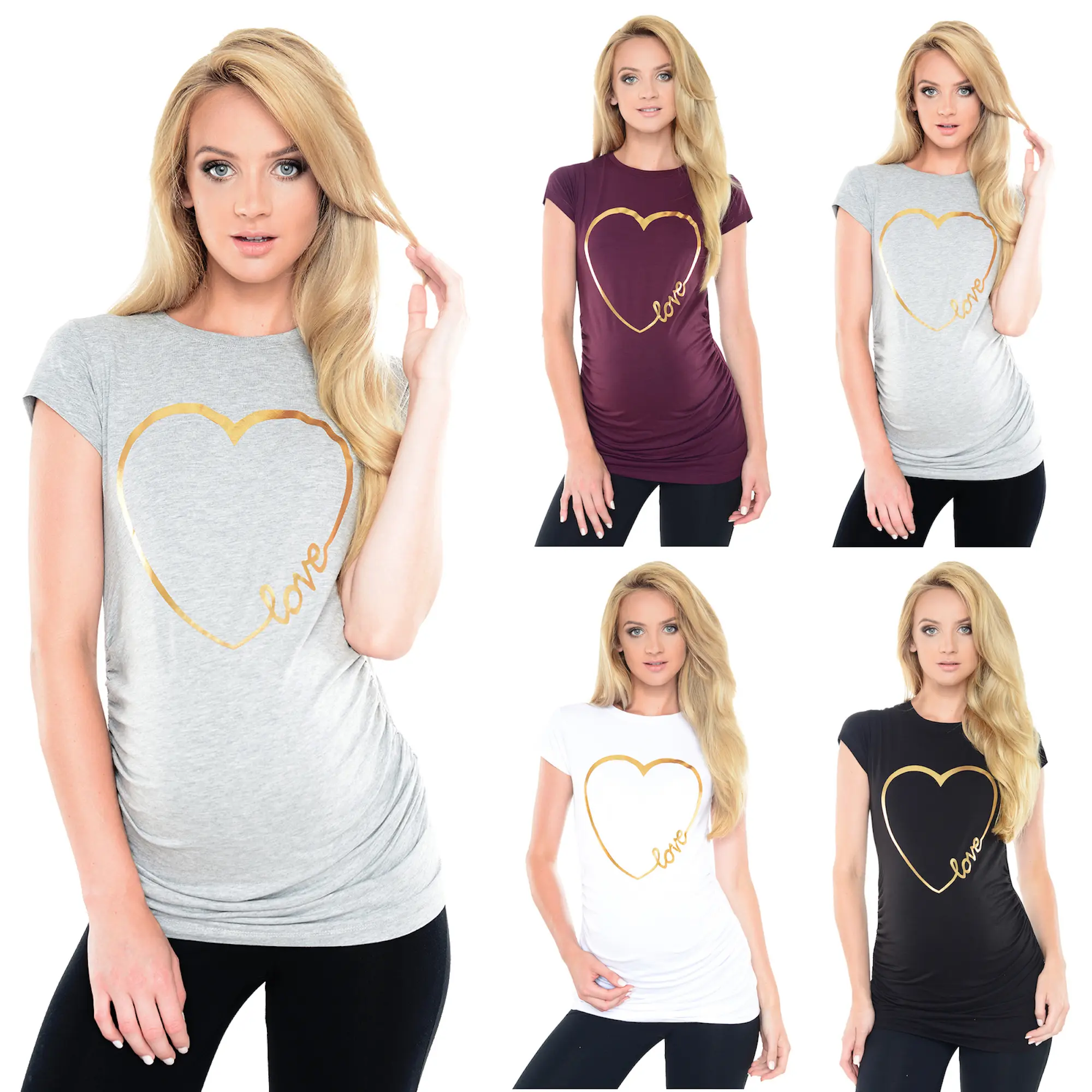 Maternity Top Pregnancy T-Shirt Tee for Pregnant Women Slogan Love Heart Print B2011