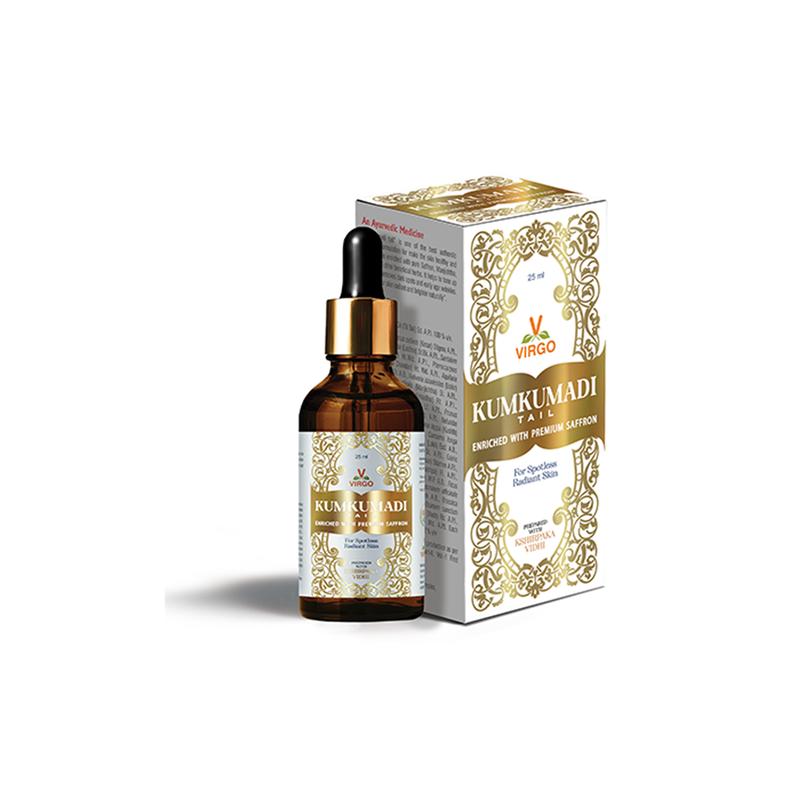 Virgo Ayurveda Natural Kumkumadi Oil Pure Saffron Herbal Made for Face & Skin Oil with Premium Saffron Herbal Made for Face & Skin 25ml - Early age wrinkles | Black spots | Pimples | Dull Skin | Uneven skin tone Skincare Moisturize Moisturizing 0