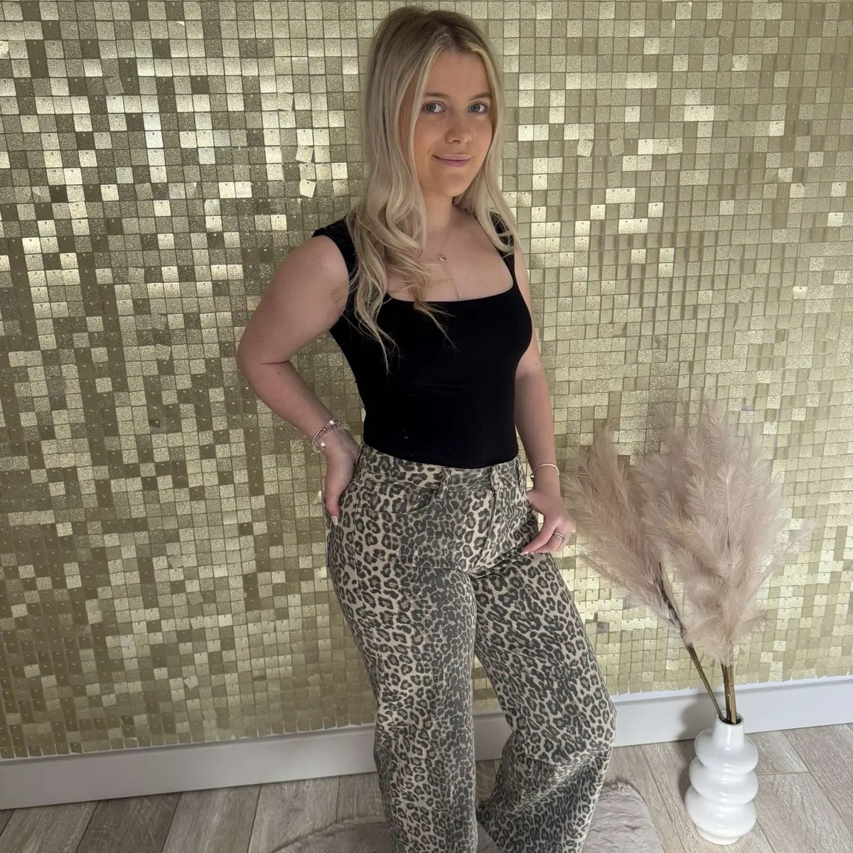 Leopard print jeans