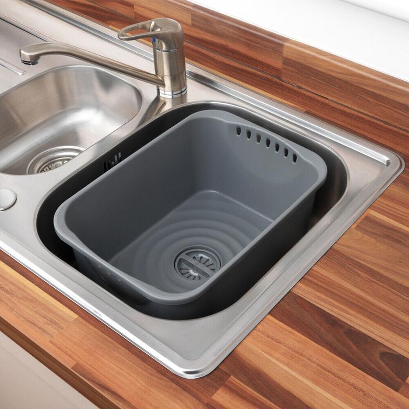 Beldray Washing up Bowl with Plug Drainer Multi-Purpose Set of 2 8L Grey 2