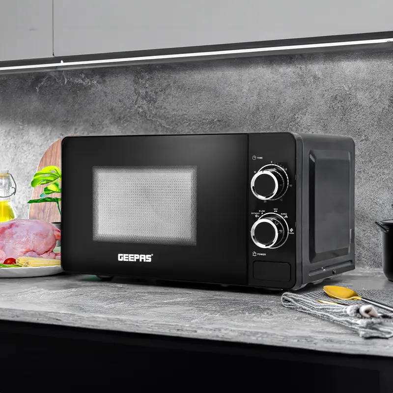 Geepas 20L Black Solo Freestanding Manual Microwave - Perfect for Home Kitchen 1
