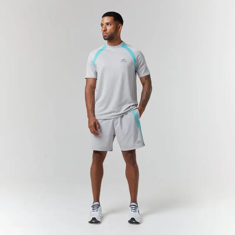 Cut & Sew Stripe Training Twinset I Ice Grey Aqua 7