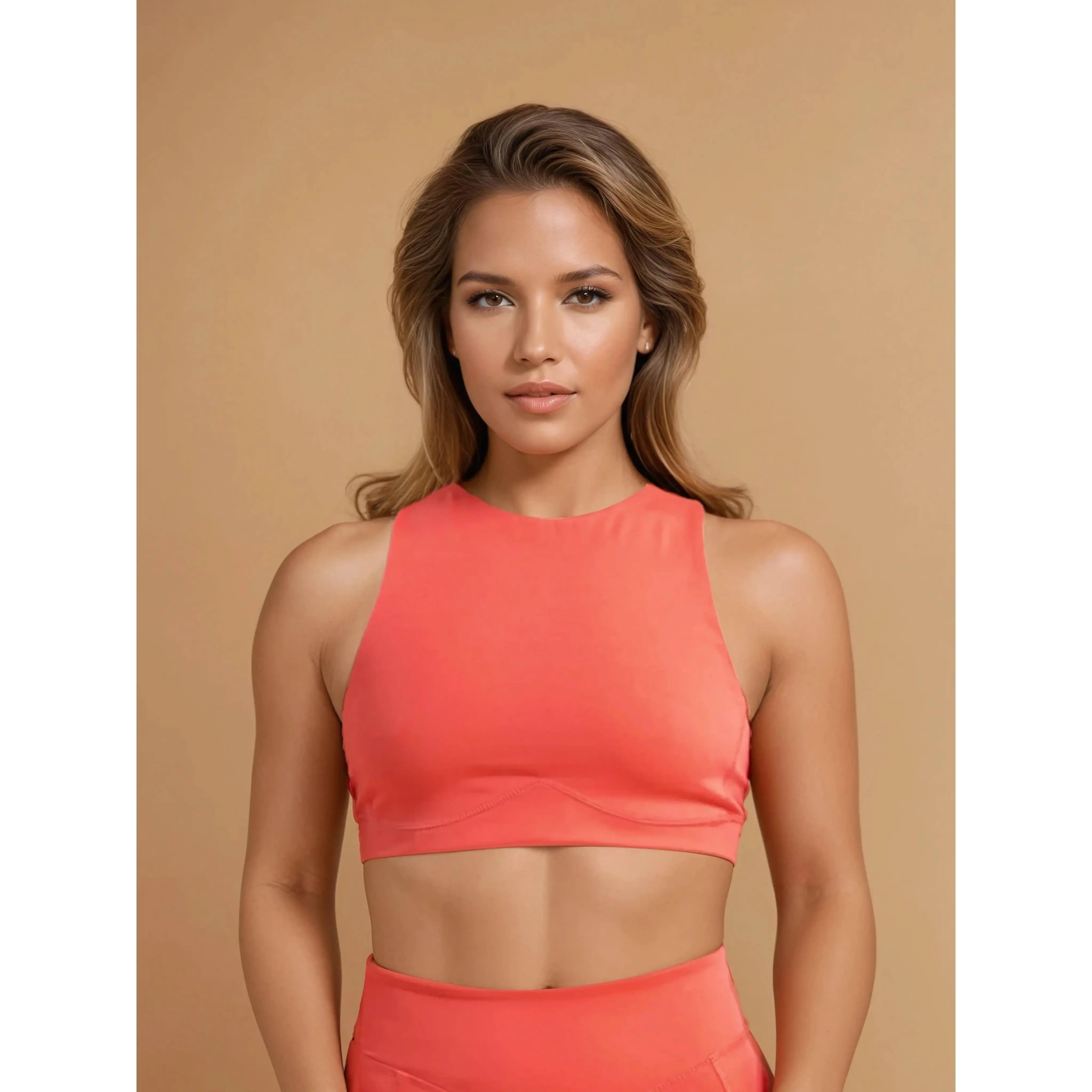 HAZEL Cropped Vest Top (Coral Red, Extra Petite)