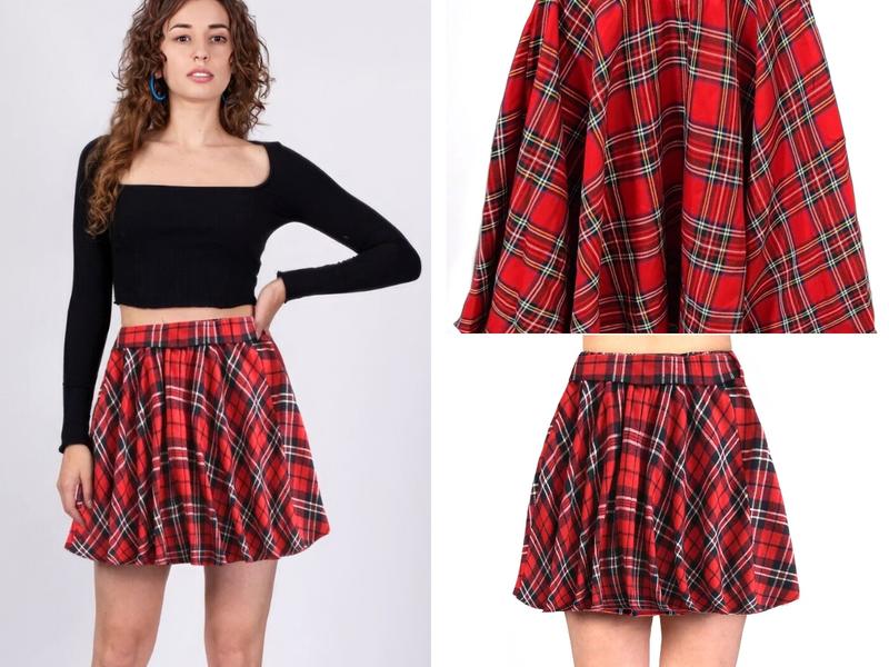Girls Kids Women Ladies Mini Skater Skirt Flared High Waist Stretch School Skirt in all Sizes 2