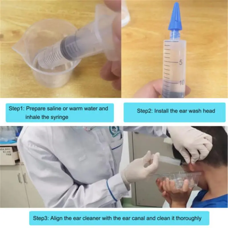 Ear Wax Removal 30ml Syringe Irrigation Cleaning Kit Water Remover 3 Silicone Tips 2