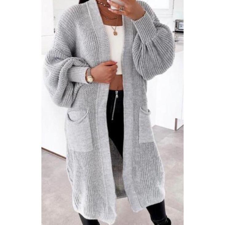 Chunky Knitted Baloon sleeve Maxi Cardigan Womenswear Comfortable Knitwear Causal autumnal fits 2