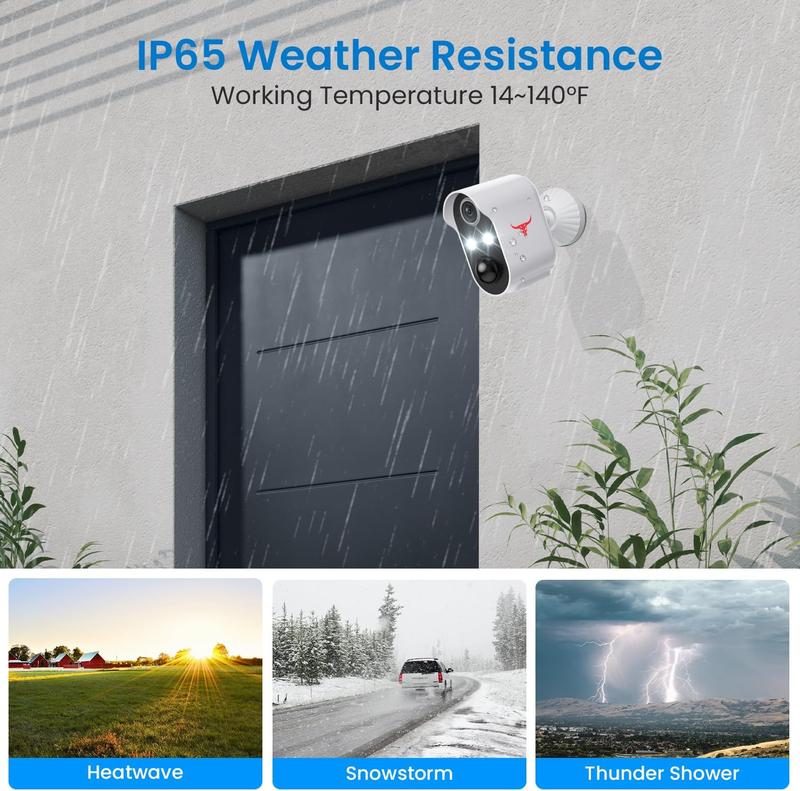 1080p Wireless Security Camera with Spotlights for Indoor Outdoor Use, Bullet Surveillance Cam, AI Human Detection, 2-Way Talk, Night Vision, Cloud Storage, 2.4G WiFi, Weather Resistance 1