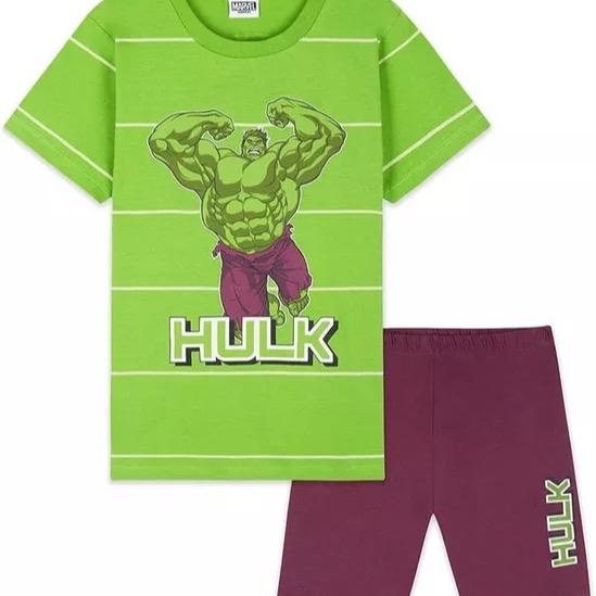 9-10 Years Marvel Hulk Boys Pyjamas Pjs Nightwear Sleepwear Pajamas Two Piece Set Kids Childrens Superhero Character Green Short Sleeve Top Shorts Avengers 0