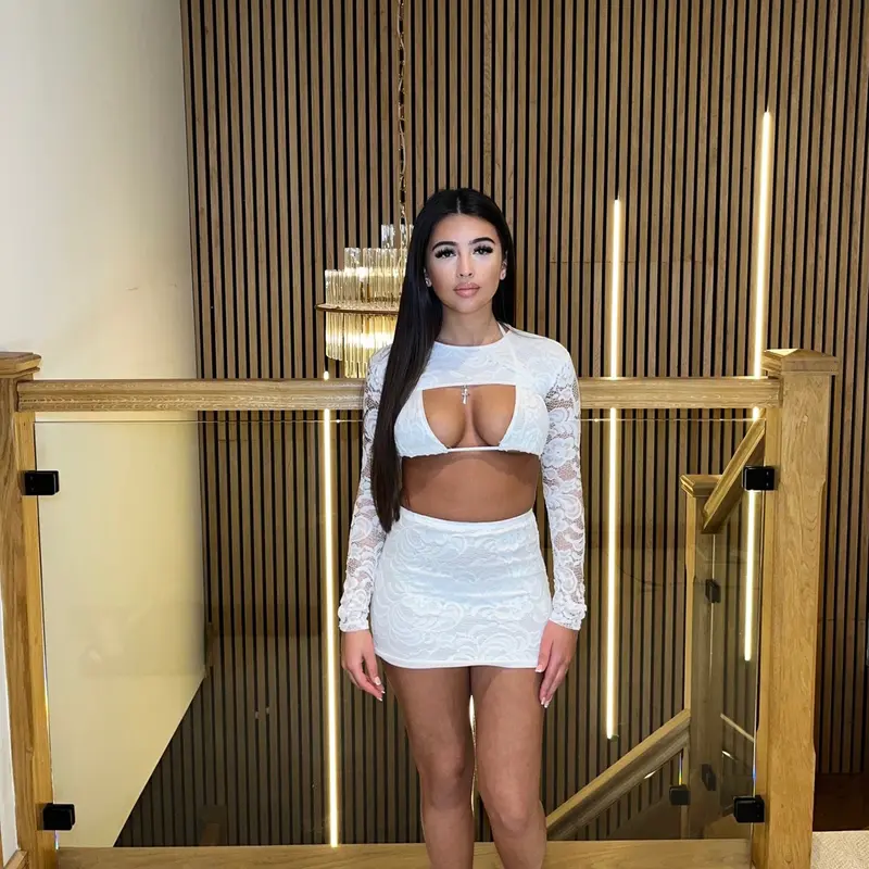 'Carys' Lace Matching 3 Piece Set in White - Perfect for Summer Festivals 3