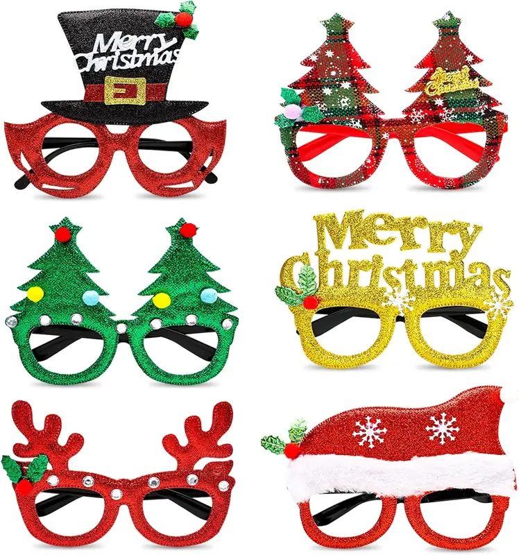 Christmas Glasses Glitter Party Glasses Frames Christmas Decoration Eyeglasses for Christmas Parties New Year Favors Photo Booth 0
