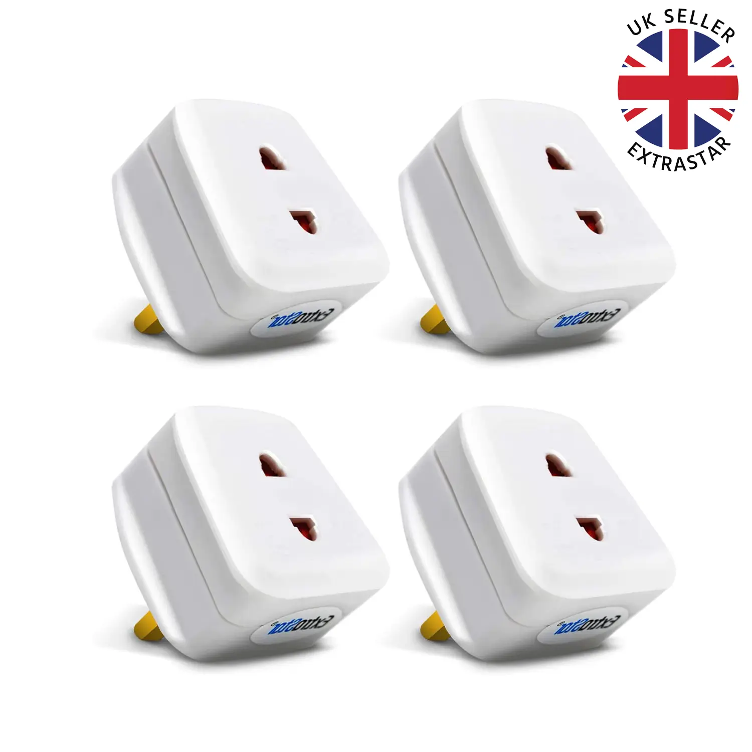 ExtraStar European to UK Travel Adapter - White (4-piece-set)
