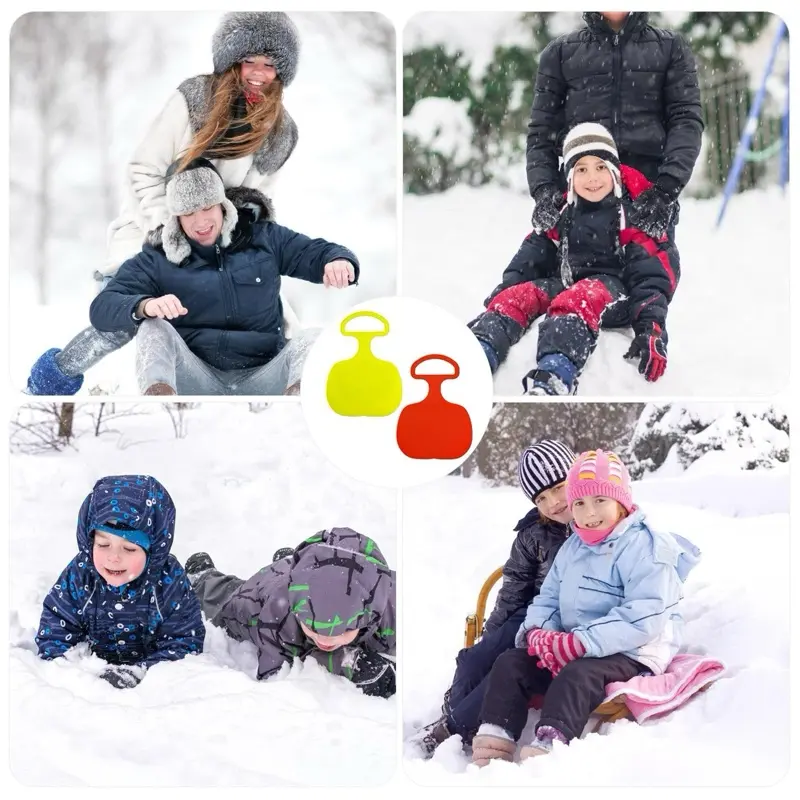 2 Pcs Snow Sled Board, Snow Sled Board with Handle Kids Heavy Duty 4