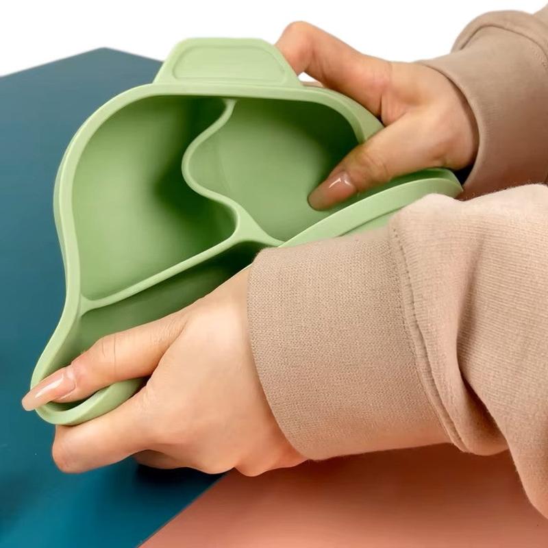 Square Silicone Suction Bowl with 3 Compartments 5