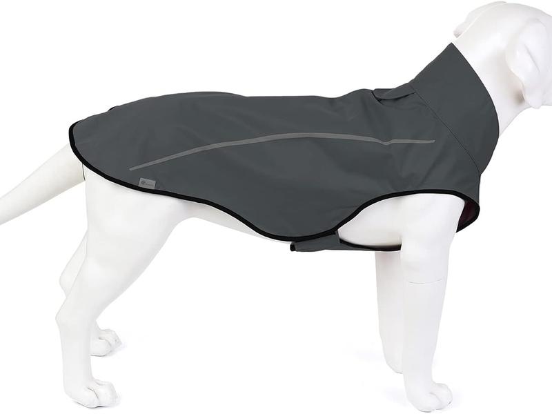 Dog Raincoat | Adjustable Water Proof Pet Clothes | Lightweight Rain Jacket with Reflective Strip | Easy Step in Closure (S,Gray) 1