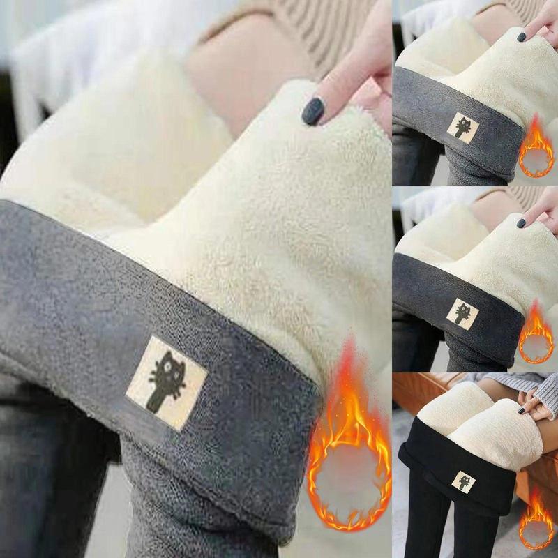 Fleece-Lined And Thickened Lamb Fleece Leggings Women's Autumn And Winter High-Waisted Tight-Fitting Thermal Pants Slim-Fit 2