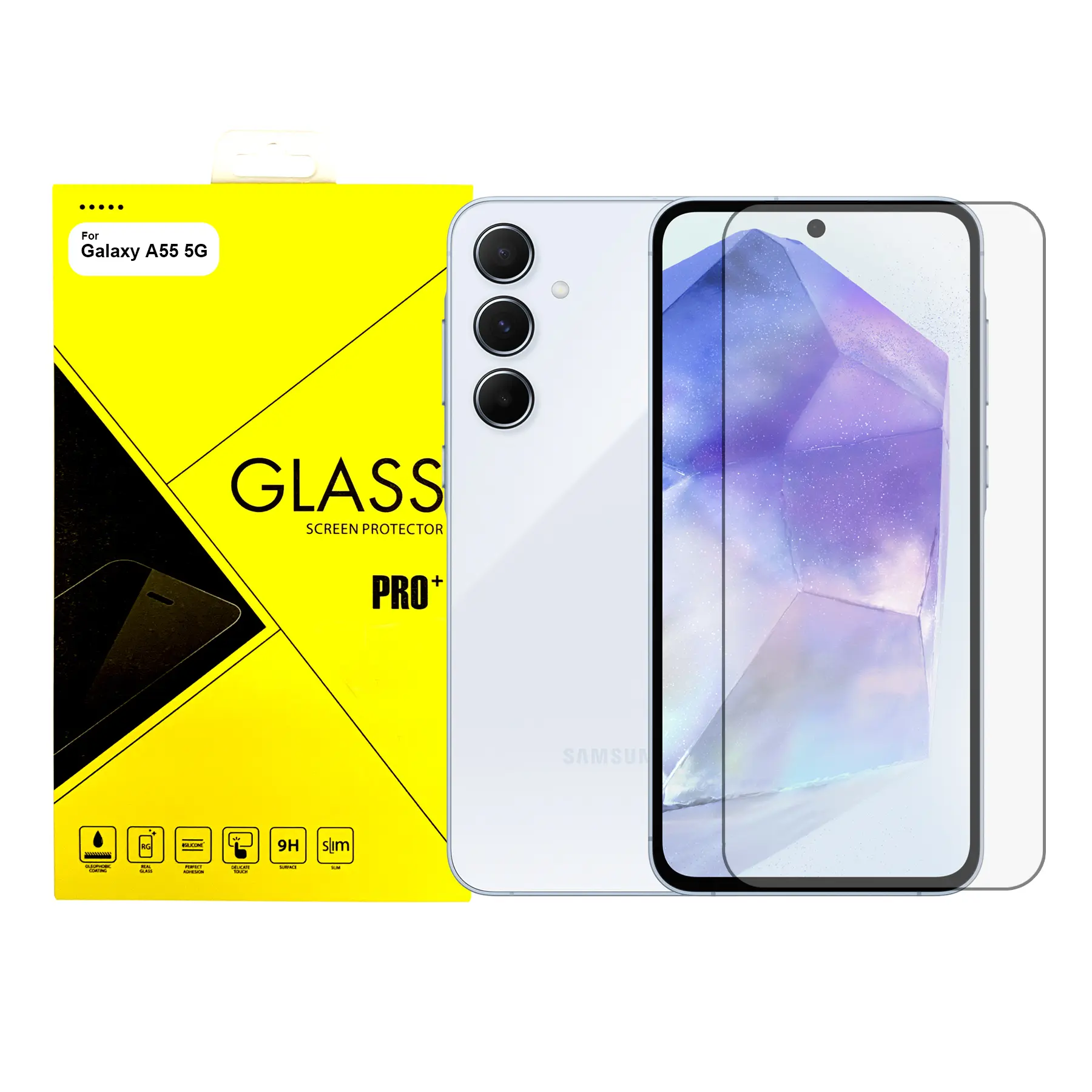 Tempered Glass For Samsung Galaxy A55 4G/5G Screen Protector Accessories Silicone Installation Cellphone Smartphone Handheld Protection Cover