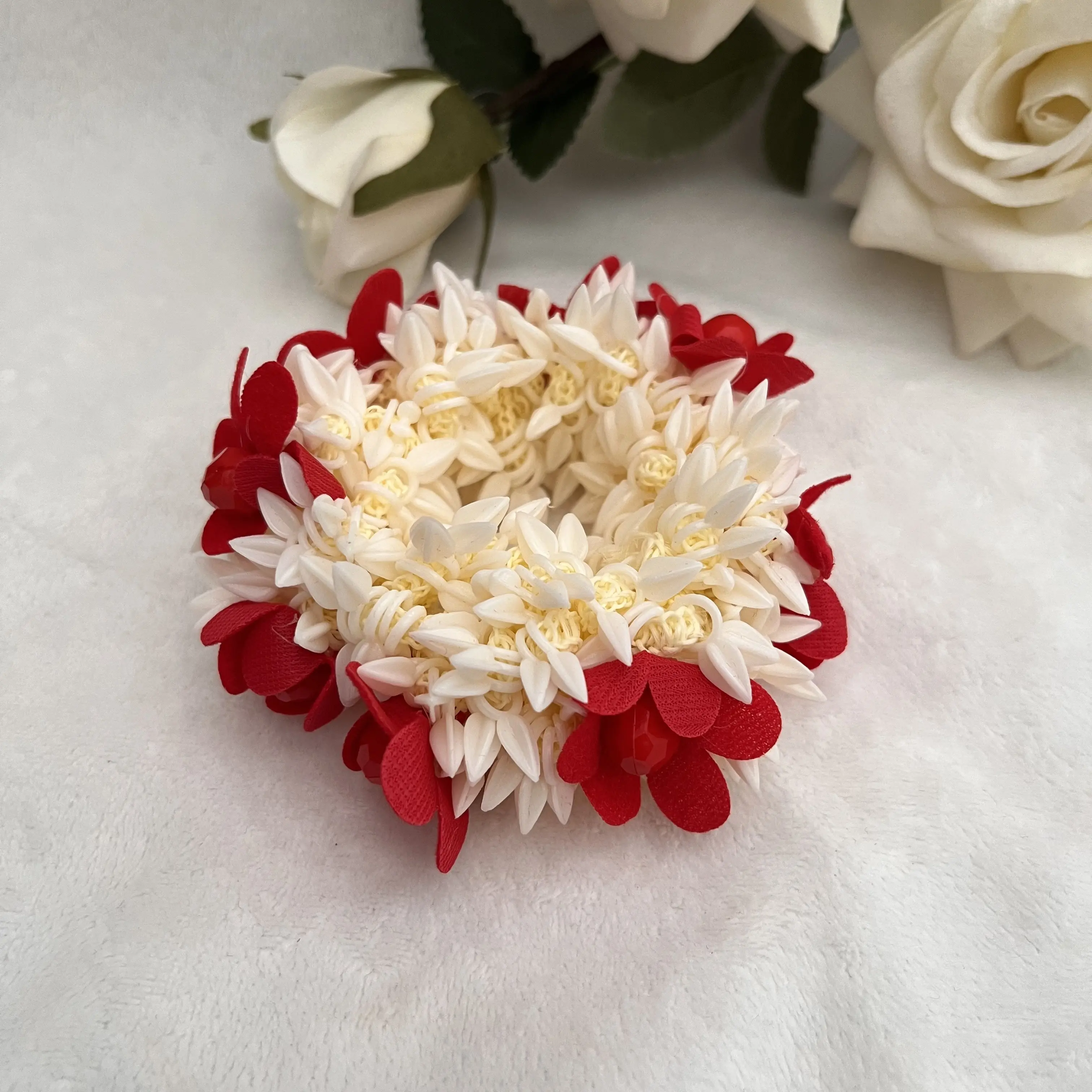 Jasmine Scented Long Floral Hair Tie Gajra Mogra Artificial Flowers