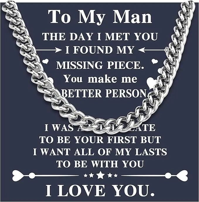 To My Man Necklace Chain Boyfriend Gifts for Him Gifts for Boyfriends Birthday Anniversary Valentines Day Gifts 0