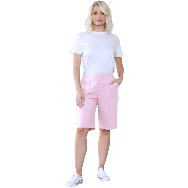 Womens Shorts Ladies Half Elasticated Waist Plain Capri Cropped Stretch Short Length Summer Joggers Running Gym Sports Pool Beach Holidays Pants Causal Lounge Wear Bottoms Size 10 to 24 Comfort Basic Straight Trouser Minimalist Womenswear 7