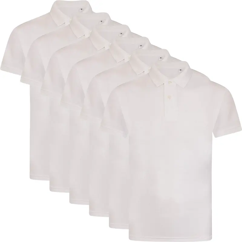 Pack of 6 Mens Polo Shirt Short Sleeve Plain Pique Top Designer T Shirt Tee Casual Classic 3