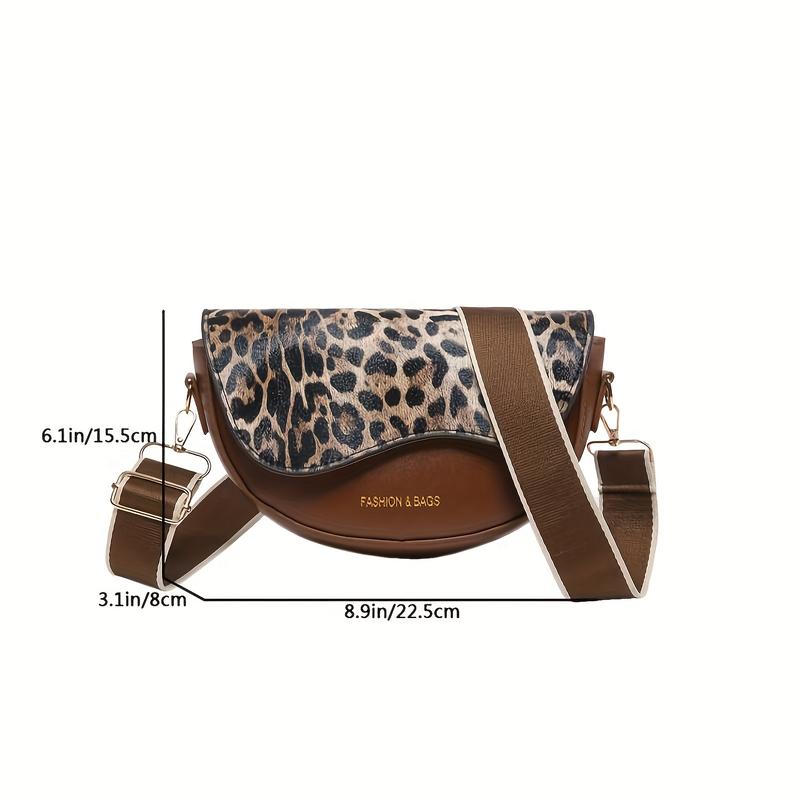Product Introduction of holiday outfits 2025 spring 2025 outfits Vintage Style Crossbody Bag with Leopard Print Flap, Magnetic Closure, Synthetic Synthetic Leather, Dark Brown & Black, Perfect for Outdoor Streetwear and Holiday Gifts, Small Crossbody Bag 0