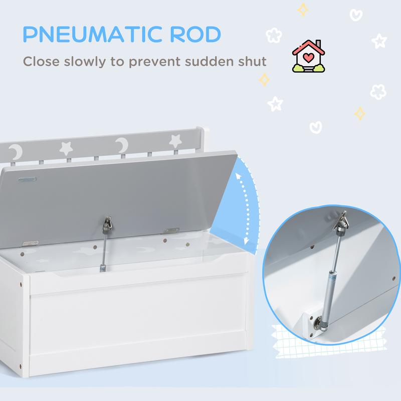 Product Introduction of 2 In 1 Wooden Toy Box, Kids Storage Bench, Toy Chest with Safety Rod - Grey 6