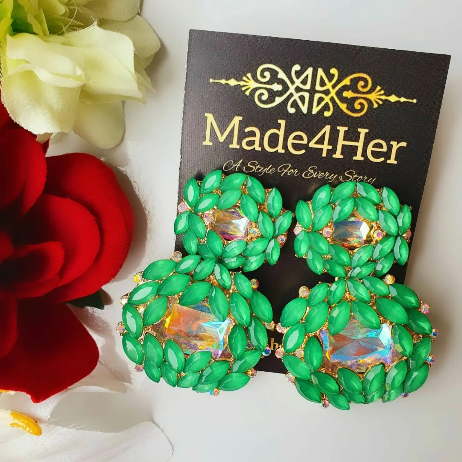 Green Blossom Earrings