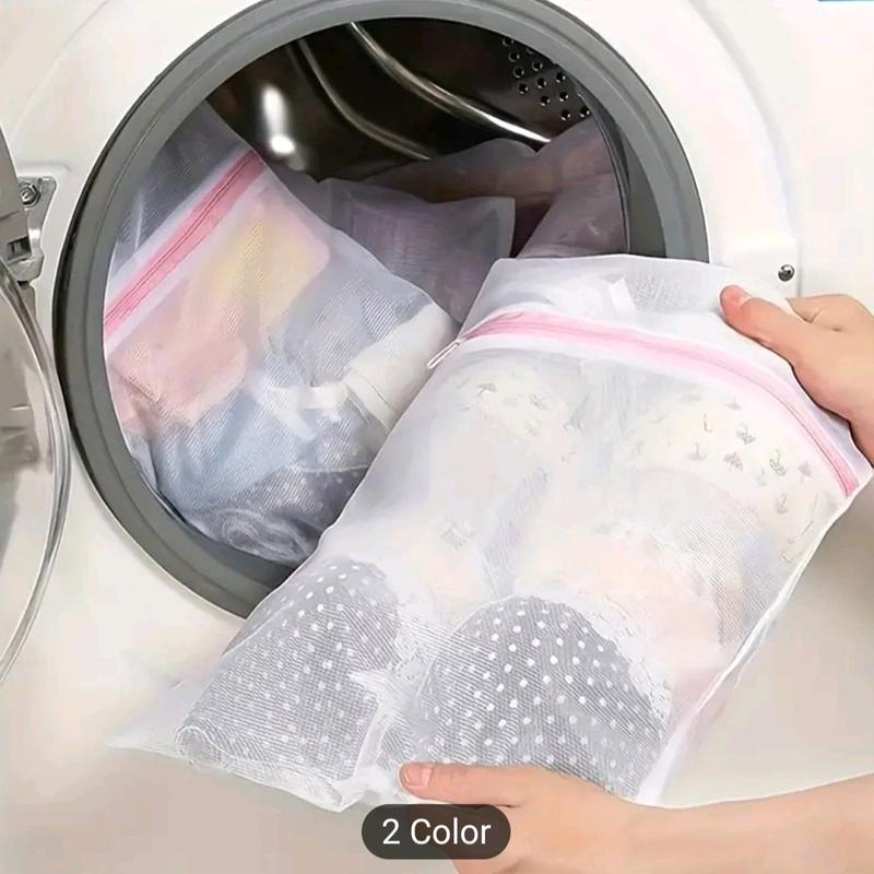 2pcs Laundry Bag Set, Thick Mesh Storage Bag, Protective Washing Bag, Polyester Mesh Zipper Bag - Handheld, Accessories Cloth laundry  set bra  washing 4