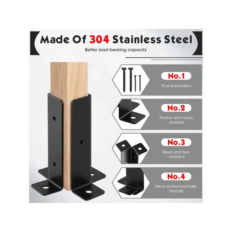 Versatile 8 - Piece Deck Post Anchor Set: Perfect For Multiple Post Sizes, Heavy - Duty Repair Solution 3