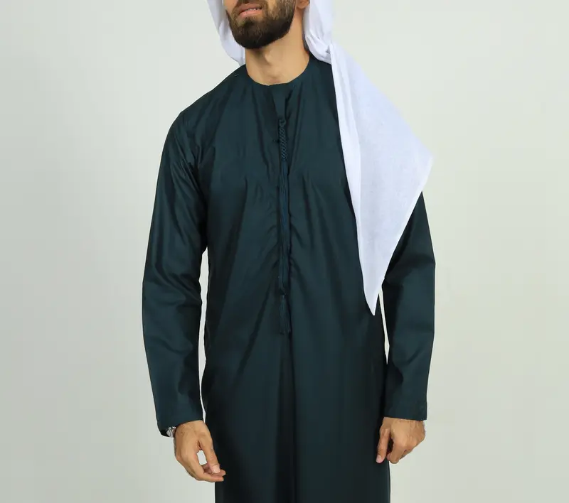 #TC04 | Green Cotton Emirati Thobe with Tassel | Men’s Cotton Thobes 1