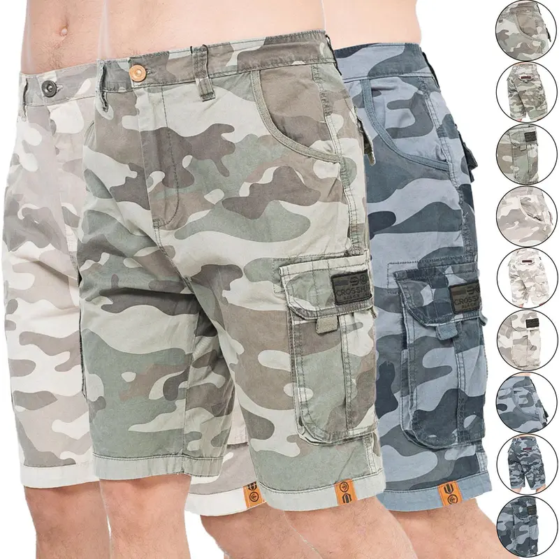 CROSSHATCH Mens Cargo Shorts Combat Camo Army Long Military Bermuda Knee Length Pants Size 32-42 Camouflage Cotton 0