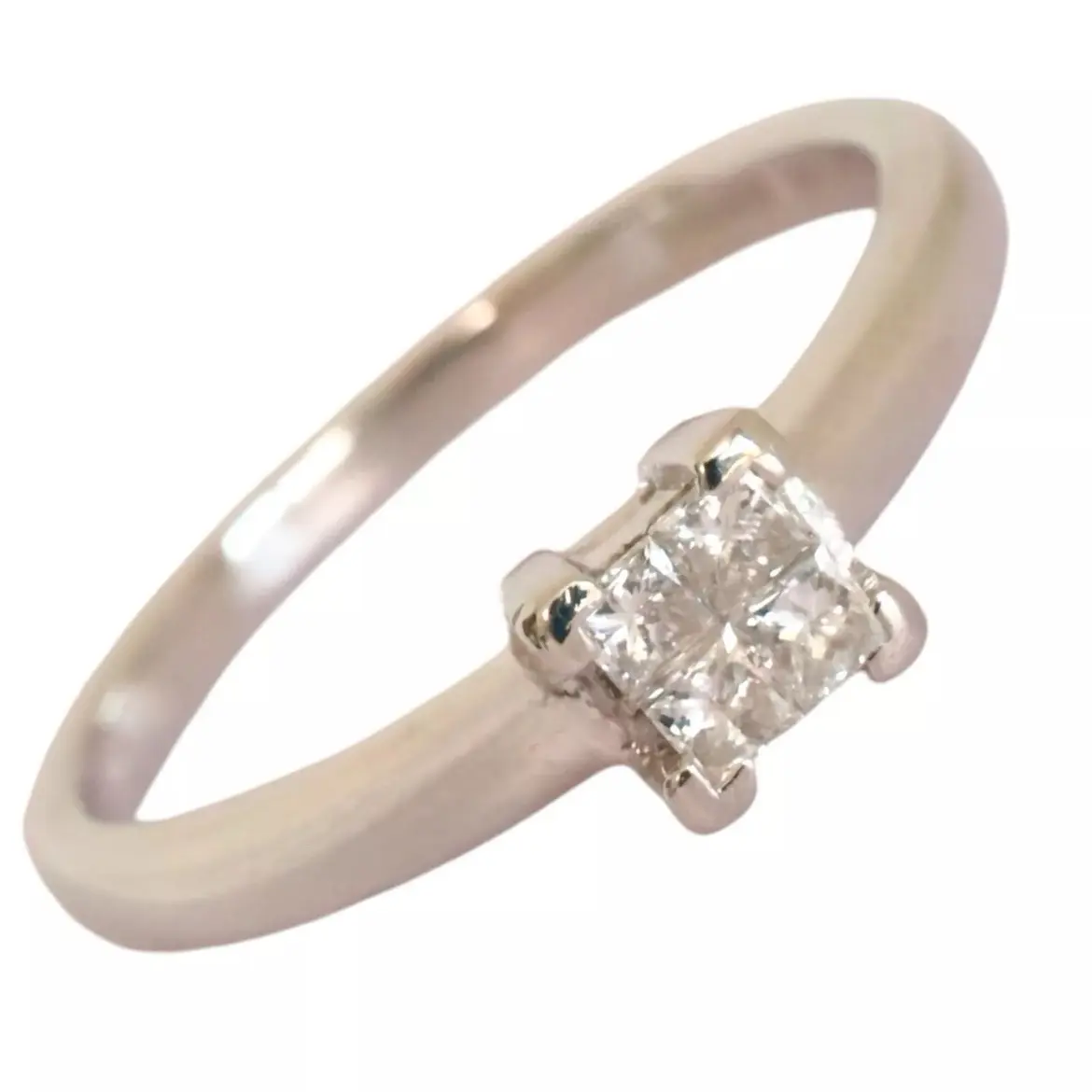 Platinum Diamond Ring Princess Cut Diamond Birmingham Hallmark Ring Size O