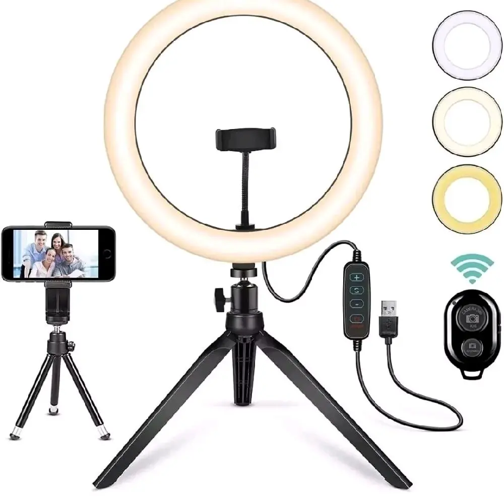 10 inch LED Ring Lights With Tripod Stand & Phone Holder for Selfie Makeup UK