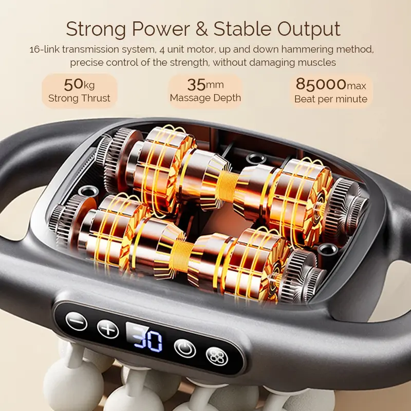 16-Head Fascia Gun High-Frequency Vibration Body Massage Gun for Back, Waist, Neck, Shoulder and Muscle Comfort massager  with  heat 1