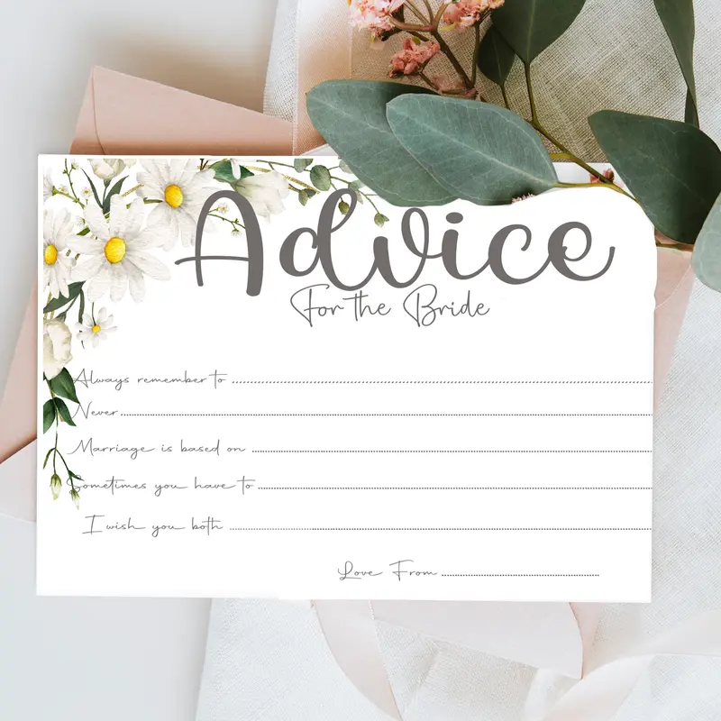 Daisy Range Advice to the Bride Pack of 10 Cards - Fun and Summery Design for Hen Party Games 0