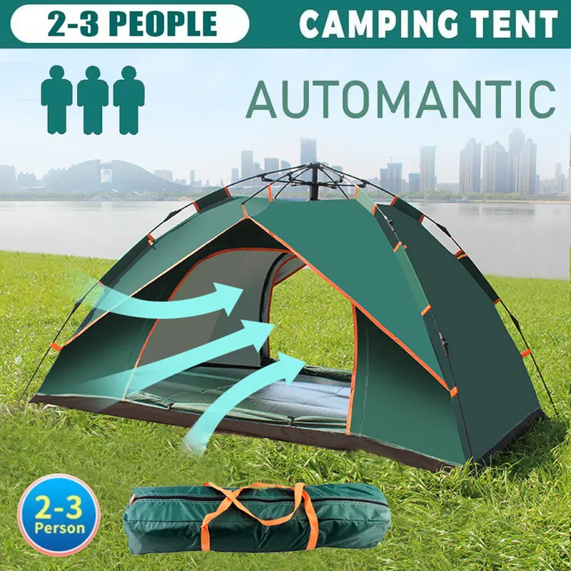 Camping Tent, 2/3 Person Automatic Instant Pop Up Tent, Portable Lightweight Waterproof Tents For Outdoor, Travel, Camping, Backyard, Patio, Garden, Beach, Hiking For Mother's, Father's, Children's, Birthday, Valentine's, Christmas, Family Holiday Party 1