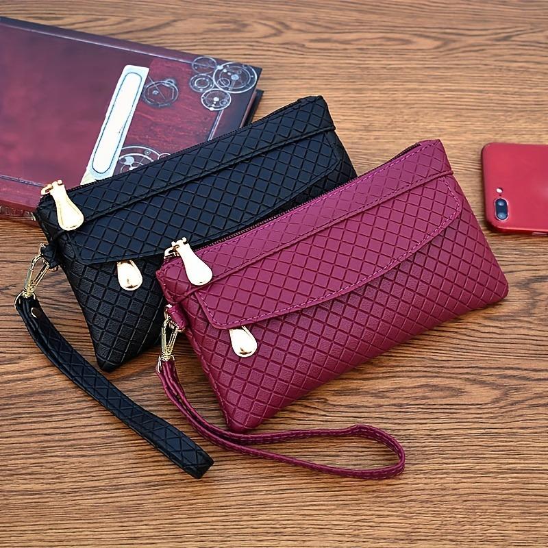 Product Introduction of Women's Argyle Quilted Clutch Bag, Multi Zipper Wristlet Bag For Phone & Coin, Fashion Handbag 1