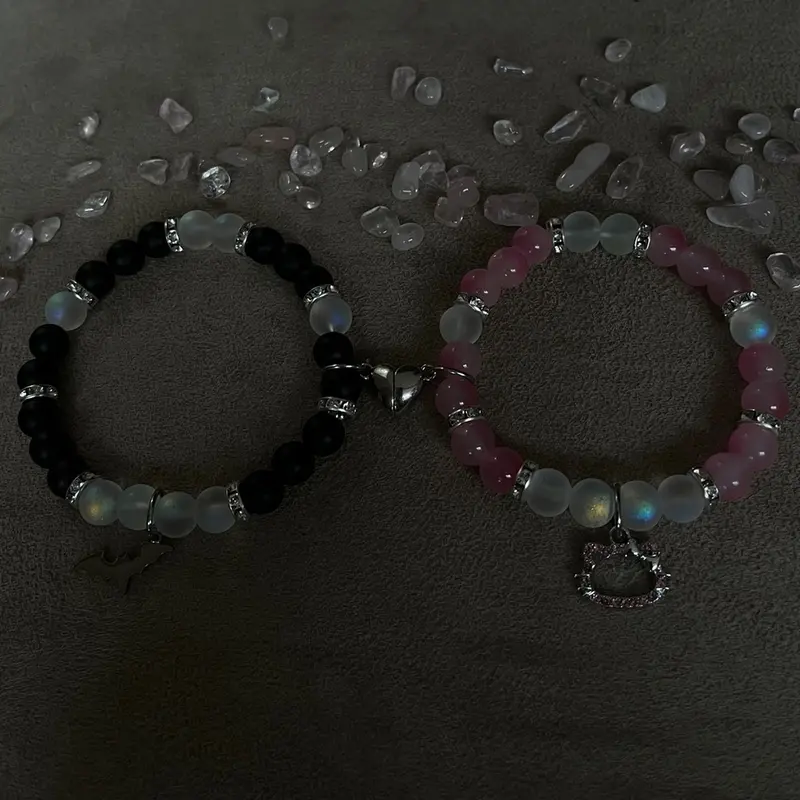 hello kitty x Bat man inspired magnetic charm bracelet set 4
