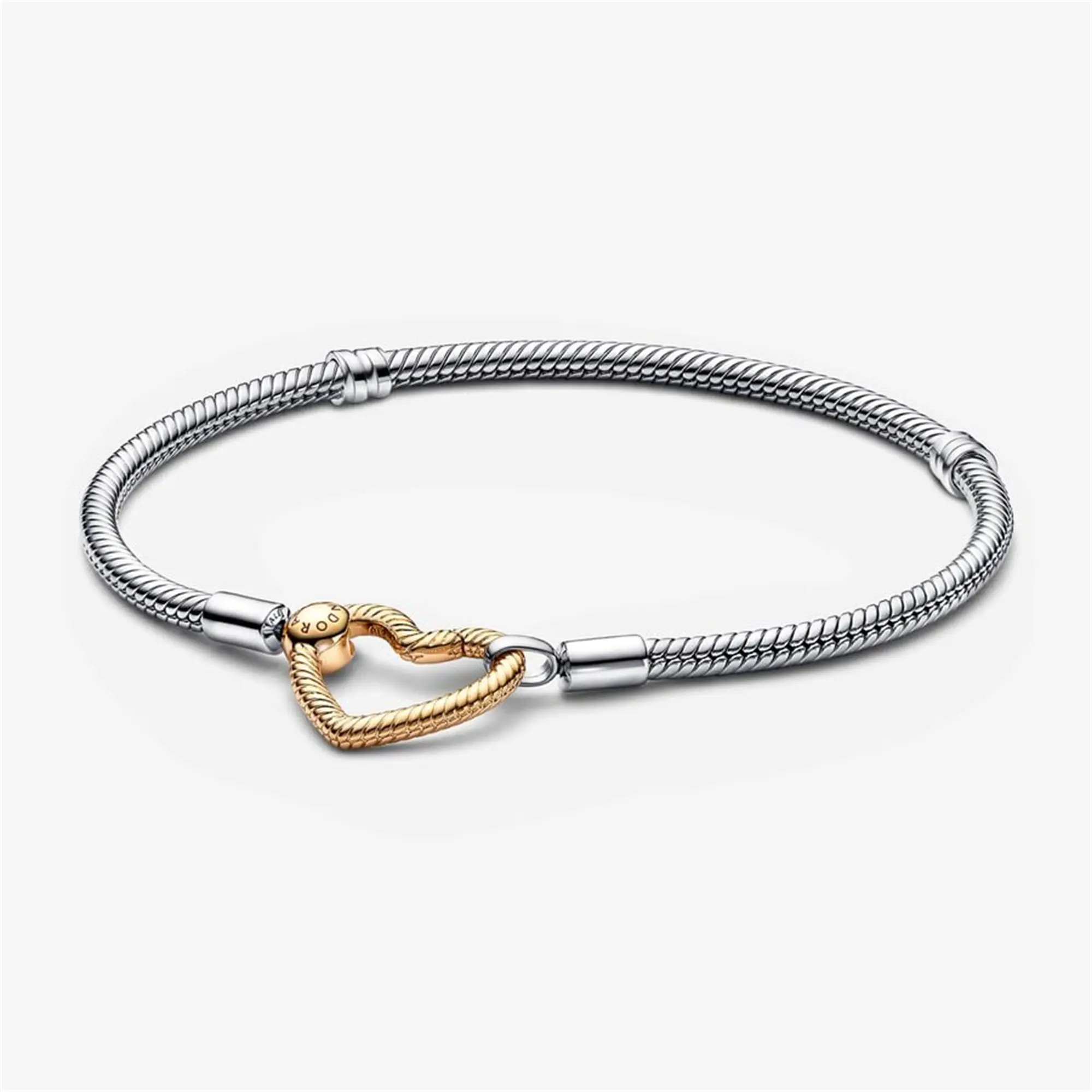 Moments Heart Closure Snake Chain Bracelet,For Fit Delicate Charm,Easter Gift,Gorgeous Festivals Gift,For Her Gift