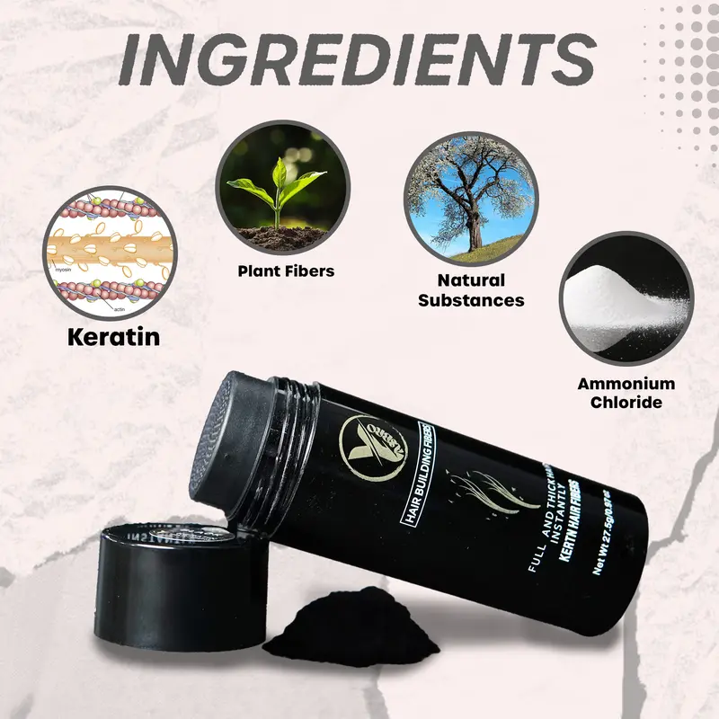 Yasbro 27.5g Hair Building Fibres – 100% Keratin Formula – Instantly Fuller-Looking Hair in 12 Natural Colours – For Thinning Hair & Hair Loss – Unisex Hairline Concealer 3