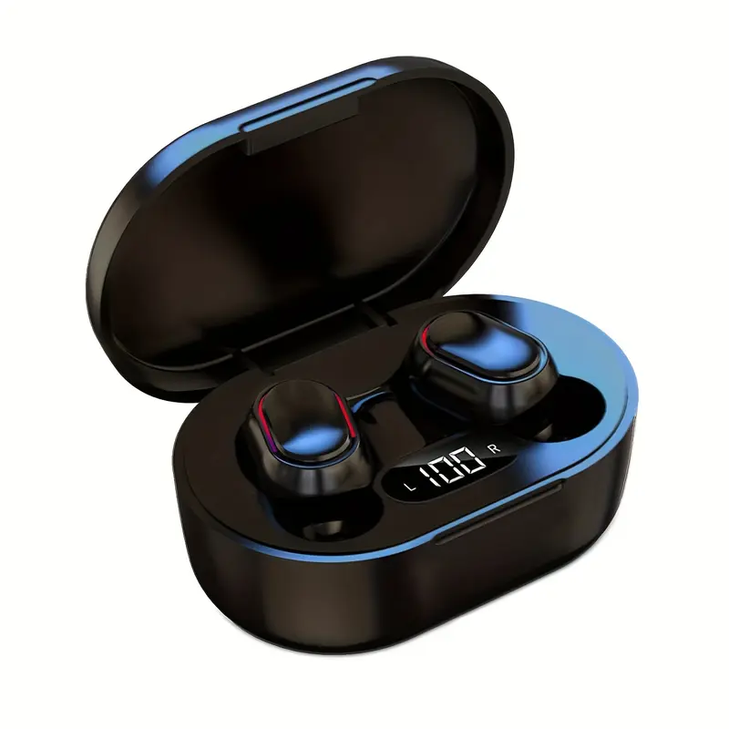 Sleek Black Wireless Earbuds with LED Display - Touch Control In-Ear TWS Headphones, USB-C Charging Case, Ideal for Gaming & Music, Compatible with iOS/Android, Earbuds Wireless 0