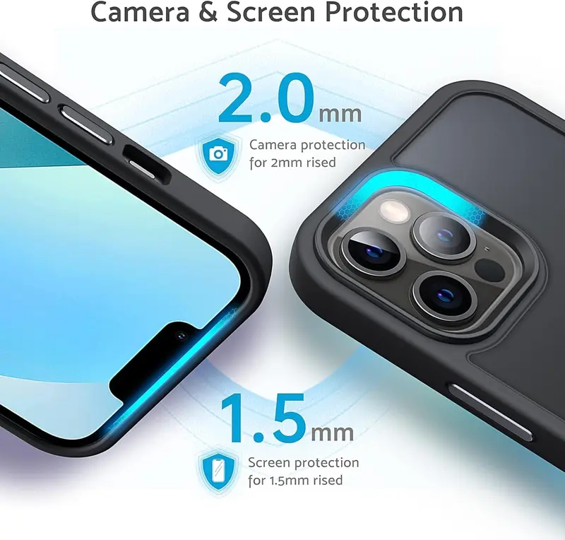iPhone 12 Pro Max/ 12 / 12 Pro Magnetic Case, Compatible with Magsafe,Shockproof Soft TPU Bumper, Scratch-Resistant Back, Anti Fingerprint for iPhone 12 Pro Max ,Black Accessories Silicone Smartphone Protection Button Cell 4